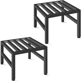 LLAXERGU Plant Stand Indoor Outdoor, Heavy Duty Wrought Iron Pedestal Stands Metal Plant Stand for Indoor Outdoor, Sturdy Low Flower Stand Display Planter Shelf, 2pcs, Black