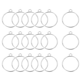 sourcing map 18 Pcs Open Bezel, Round Resin Bezels Pendants Open Back Bezels Metal Hollow Frame Charm for DIY Resin Crafts Earrings Jewelry Making, Bright Silver