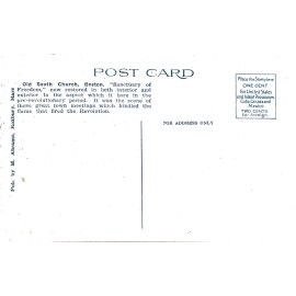 Old South Church Boston Massachusetts Postcard Unused Street People