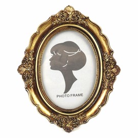 Tellyouwin 4x6 Picture Frame, Vintage Picture Frames 4x6 Photo Frames with Glass Front, Oval Picture Frame for Photo Display Home Decor(Antique Gold Color)