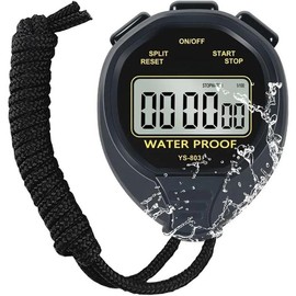 Stopwatch Timer Only Stopwatch Mode, ON/Off Silent Simple Operation, Without Clock Date Countdown, Digital Stop Watch for Sports Kids Coaches Swimming Running - Style: waterproof-black