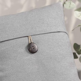 Phantoscope Pack of 2 Farmhouse Throw Pillow Covers Button Vintage Linen Decorative Pillow Cases for Couch Bed and Chair Light Grey 20 x 20 inches 50 x 50 cm