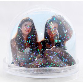 Snowglobe for you 50001 Photo Snow Globe Large with Picture Base Transparent Contents Pastel Glitter 9 cm