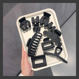 Hemasa 8pcs Grab Large Simple Hair Clip for Women/Back of Head Hair Clip (Black)