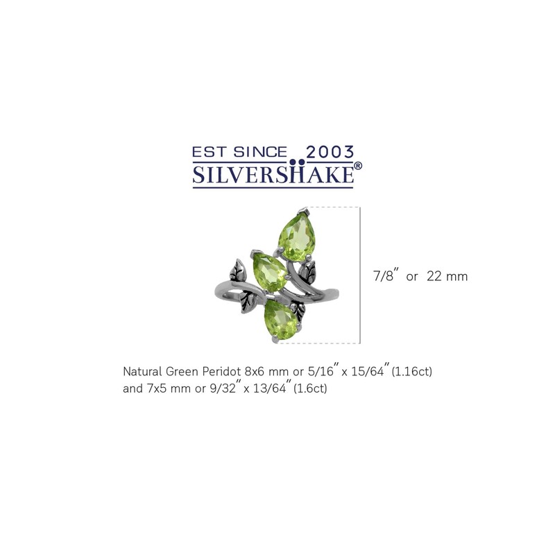 Silvershake 2.76ct. 3 Stone Natural Peridot 925 Sterling Silver Bypass