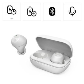 Thomson Bluetooth Kopfhörer (True Wireless In Ear Kopfhörer mit Mikrofon, Earbuds mit Ladestation, leichte kabellose Kopfhörer mit Sprachassistent und Touch Control, IPX4, Bluetooth 5.0), Weiß