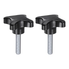 QUARKZMAN Pack of 2 Knurled Screws with Cross Handle M10 x 40 mm Star Grip Screw Plastic Knob Galvanised Carbon Steel Thread Clamping Screw Star Grip Nut Clamping Knob for Machine