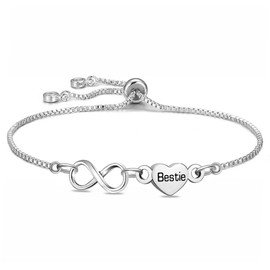 Yumioxa 2025New Delicate Chain Infinity Pendant Kinship Bracelets Jewelry for Women Jewelry Consanguinity Tennis Bracelets Heart Stainless Steel Birthday Christmas Thanksgiving Souvenir (Bestie)