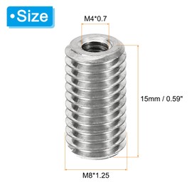 PATIKIL Thread Adapters Sleeve Reducing Nut, 10 Pcs M8*1.25 Male to M4*0.7 Female Repairing Insert Nut Screw Reducer Conversion Stainless Steel Fastener 15mm