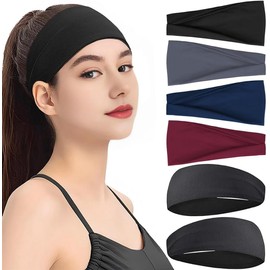 2 Estilos Diademas Deportivas para La Cabeza Unisex, 6-Pack Bandas para El Cabello Deportivas Sweatband, Elástica Banda para El Sudor de Secado Rápido, Antideslizante y Transpirable para Correr, Yoga