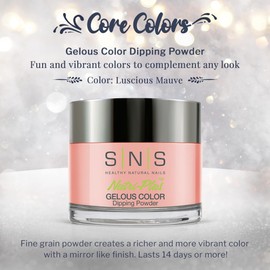 SNS Healthy Natural Nails SNS Nail Dip Powder, Gelous Color Dipping Powder - Luscious Mauve (Pink/Pastel, Cream) - Long-Lasting Dip Nail Color Lasts 14 Days - Low-Odor & No UV Lamp Required - 1.5oz