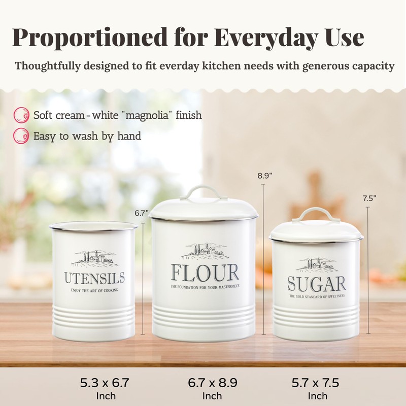noonberry Kitchen Canisters for Countertop – 5-Piece Airtight Canister Sets