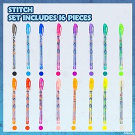 Stitch set de 16 bolígrafos de con diamantina para arte corporal, colores brillantes y purpurina, para edades de 3 años de Townley Girl
