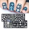 White Nail Stamping Plate Set Silicone Sponge Brush Flower Polish