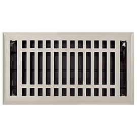 Naiture 6" X 10" Steel Louvered Floor Register with Damper or Lever Contemporary Style, Brushed Nickel Finish