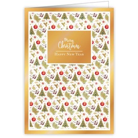 Quire Mac Classic Christmas Trees & Small Baubles,Red/Gold,115 x 163mm