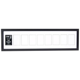 Creative Letter Art 4” x 6” Multiple Opening Picture Frame Collage with 9 holes, Manhattan Black Frame with 10 x 40-inch White Mat, Full-Strength Glass, Photo Collage for Wall, 9 Openings