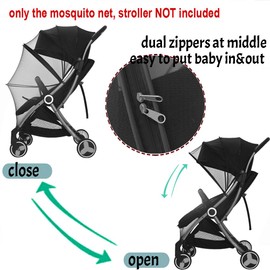 Stroller Mosquito Net Baby Bassinet Net Cover Universal Pram Net Zipper Mesh Stroller Bug Net Full Cover Insect Net for Pushchair Pram Buggy Carrycot Cradle Moses Basket, Travel Cot