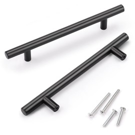 KNOBWELL 20 Pack 5" Cabinet Pulls Black Matte for Kitchen Cupboard, Stainless Steel Black Drawer Handles for Cabinet Vanity Wardrobe Closet