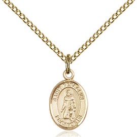 Bonyak Jewelry Saint Medal Collection Gold Filled St. Peregrine Laziosi Pendant 1/2 x 1/4 inches with Gold Filled Lite Curb Chain