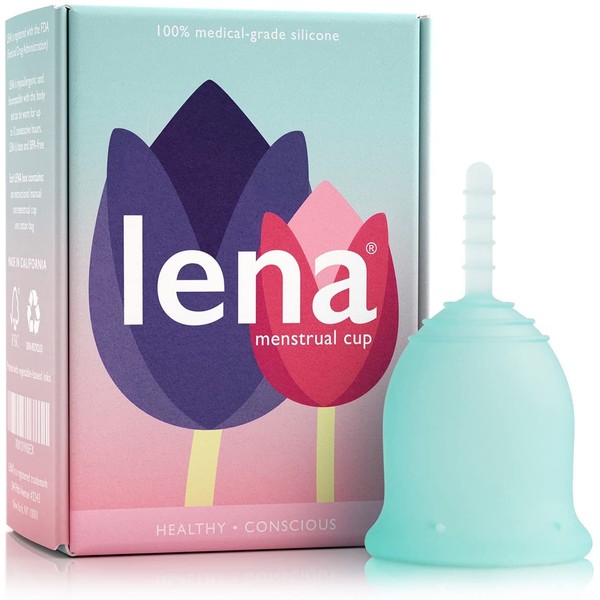 Lena Menstrual Cup - Reusable Period Cup - Tampon and Pad Alternative - Regular Flow - Small - Turquoise