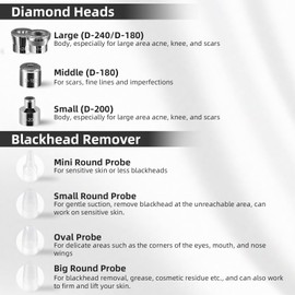 IeBilif Diamond Microdermabrasion Machine, 3 Modes Diamond Microdermabrasion Dermabrasion Machine for Blackhead Removal, Portable Microdermabrasion Tool with 8 Diamond Tips