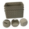 Operitacx 3pcs Dark Woven Storage Basket with Handle Decorative Desktop
