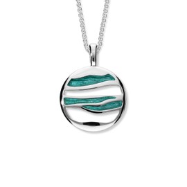 ORTAK Women 925 Sterling Silver Handmade Necklace Hot Glass Hand Enamel Pendant Green Lost Forrest Orbit Wave Collection Fine Scottish Jewellery (Lost Forrest)