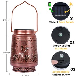 Egles Solar Lanterns Outdoor Waterproof - Unique Butterfly Design with Metal Frame, Long-Lasting Lights for Garden Decor - Perfect Gifts for Women, Mom, Grandma, Patio & Yard, 2 Pack