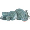 Sango 16-Piece Stoneware Dinnerware Set for 4, Glossy Blue &