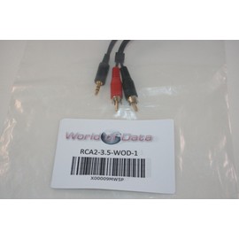 World of Data 2m AudioPro 3.5mm Audio Jack to Twin RCA Cable 2m - 24k Gold Plated - Bi-Directional - Audio - Stereo - Male to Male - 2m