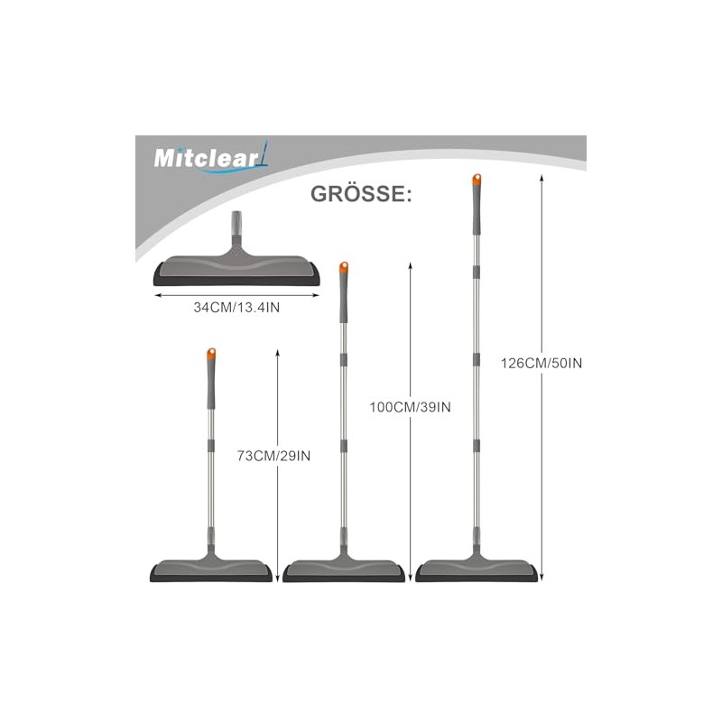 Mitclear Shower Squeegee with Long Handle (126 cm), Squeegee Base,