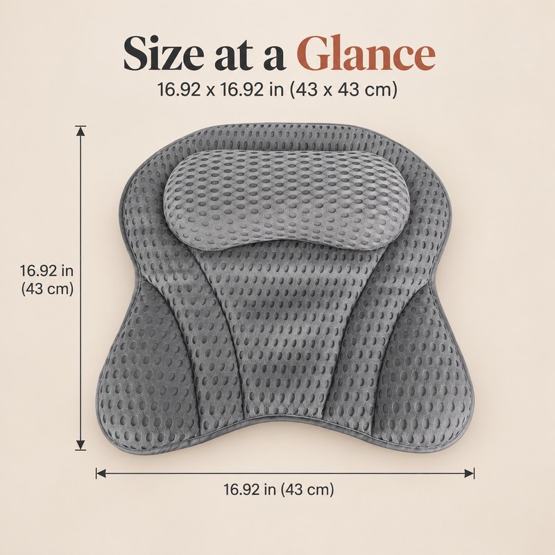 Bath Pillow for Tub with Suction Cups – Soft 4D