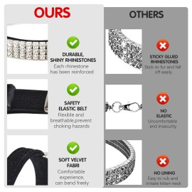 BINGPET Adjustable Cat Collar Soft Velvet Safe Collars Bling Diamante with