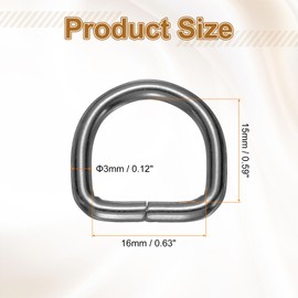 HARFINGTON 100pcs D Ring 1" (25mm) Metal Electroplate D-Shape Buckle Clips Multi-Purpose Buckle Strap Sewing Accessories for Dog Collars Backpacks Webbing Strap, Gunmetal