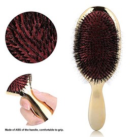 Peine para el cabello con cerdas, cepillo antiestático para el cabello desenredante del peine de masaje para las mujeres Cepillo de ventilación Adecuado para el cabello grueso rizado y mojado(oro)
