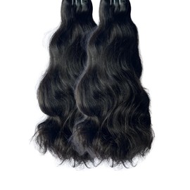 INDIAN ROYAL WIGS HUMAN WEFT HAIR EXTENSIONS NATURAL BLACK (10'' 10'' INCHES) INDIAN RAW WAVE 2 BUNDLES SOFT AND SMOOTH
