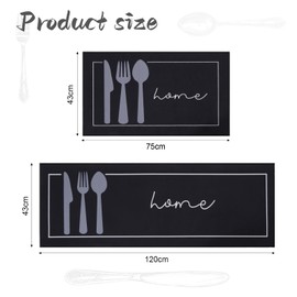 LHHMZ Set of 2 Kitchen Rug Non-Slip Washable Kitchen Door Mat Kitchen Mats Sets for Kitchen, Hallway, Dining Room and Entrance Area, 43 x 75 cm + 43 x 120 cm