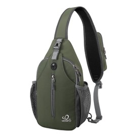 WATERFLY Sling Backpack Sling Bag Shoulder Backpack Shoulder Bag Adjustable Backpack Strap Hiking Chest Backpack for Men and Women, dark green, shoulder bag