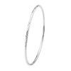 Mecool S925 Sterling Silver Bangle Bracelet with Simple Carved Flower