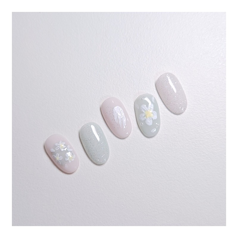 Oil Painting Handmade Nail Tips - Round Short / 유화