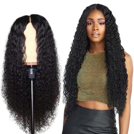 QEXUJOW Wigs, black long curly small curly African wig, women's wigs, synthetic wigs, suitable for party role play and daily use (24 inches)