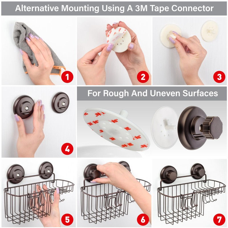 HASKO 2 Pack Shower Caddy Suction Cup with Hooks &