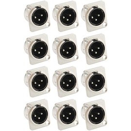 Adam Hall Connectors 7838-Set of 12 XLR Panel Socket Male/Male 3-Pin D-Type Silver Installation Plug