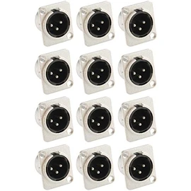 Adam Hall Connectors 7838-Set of 12 XLR Panel Socket Male/Male 3-Pin D-Type Silver Installation Plug