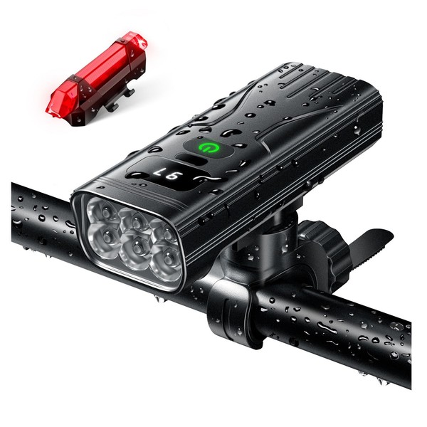 Bicycle Light, Large Capacity, 6,400 mAh, 6 Powerful Lamps, Auto