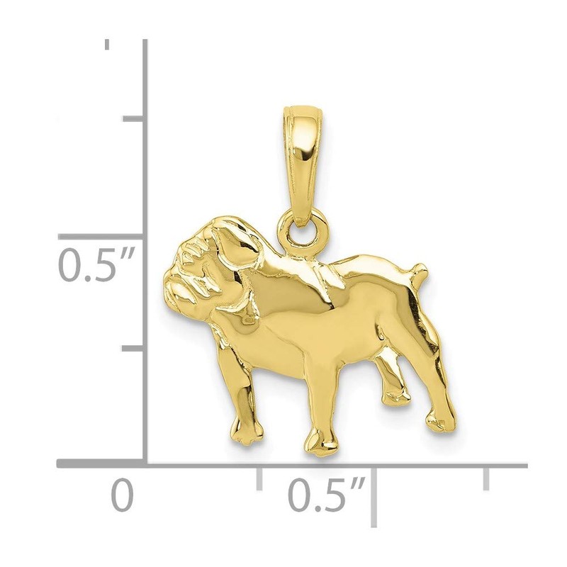Solid 10k Yellow Gold Bulldog Charm Pendant