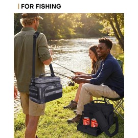 Lunch Box for Men & Women, 12L Tactical Lunch Bag for Men, Insulated Leakproof Cooler Bag with MOLLE Webbing for Work, Camping, Picnic, Beach & Outdoor Travel, Black