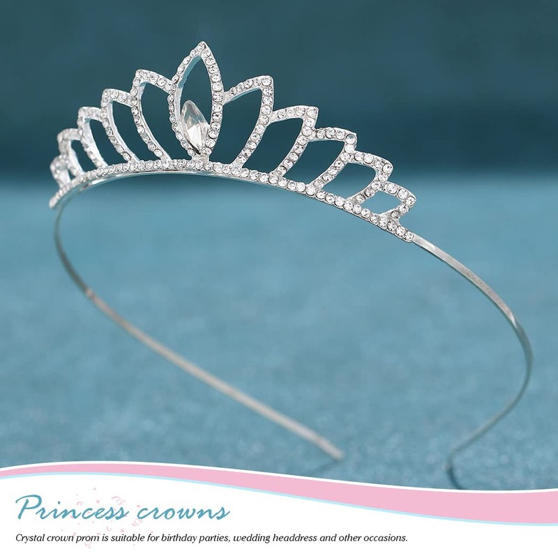 Kilshye Tiaras de plata para niñas, tiara de princesa, coronas