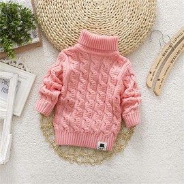 MODNTOGA Toddler Baby Boys Girls Knit Sweaters Cable Turtleneck High Collar Fall Winter Soft Warm Sweater Pullover Tops(Pink,2-3T)